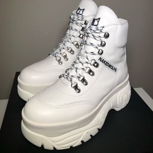 Naked Wolfe white leather boot